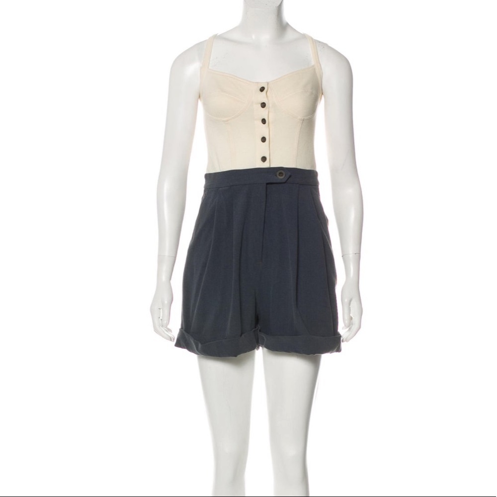Opening ceremony sleeveless button up romper